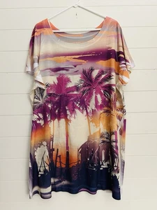 LANE BRYANT WOMANS 22/24 T-SHIRT Tropical Palm Trees Beach - Picture 1 of 3