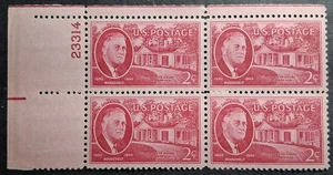 SCOTT 931 MINT NH FDR WARM SPRINGS 2 CENT PLATE BLOCK - Picture 1 of 1