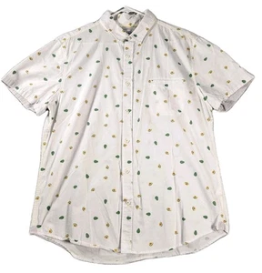 Sovereign Code Button Down Shirt Mens XL White Short Sleeve Cotton Avocado Print - Picture 1 of 12