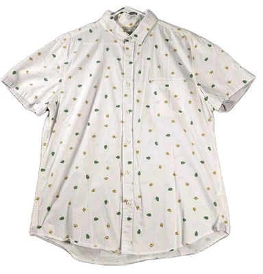 Sovereign Code Button Down Shirt Mens XL White Short Sleeve Cotton Avocado Print - Image 1 of 4