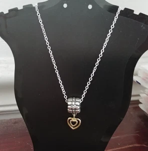 Pandora Sterling Silver Gold Hearts 3D Clip Charm Pendant Bead Necklace 18/20 - Picture 1 of 23