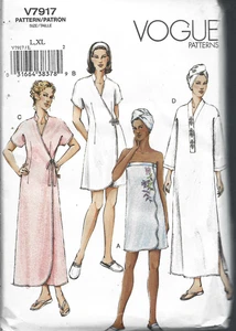 VOGUE Pattern #V7917-Misses Robes-Shower Wrap-Head Wrap-Slippers in Sizes L, XL - Picture 1 of 1