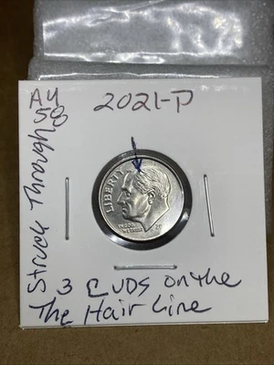 2021-P AU Roosevelt Dime Die Break On Top Of The Hair Line On This Coin. - Image 1 of 4