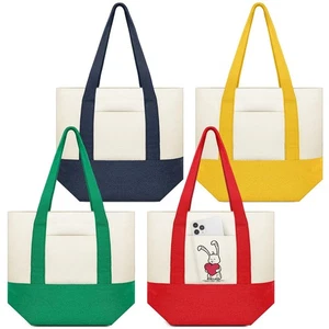 4 Pcs Canvas Tote Bag with Pockets Duty Canvas Sublimation Blank Small Bag Mi... - Picture 1 of 5
