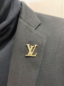 Vintage Sized Louis Vuitton LV Brooch, Lapel Pin - Gold