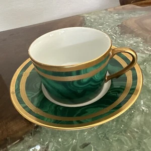 Taza y platillo verde malaquita Christian Dior Gaudron - Imagen 1 de 5