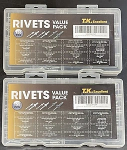 Lot of 2 T.K. Excellent Blind Rivets Assortment Aluminum Steel Nylon Pack Kit - Picture 1 of 4
