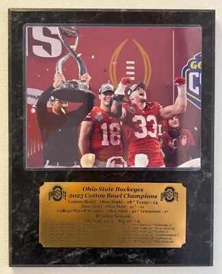 Ohio State 2025 Cotton Bowl Champions 8x10 placa fotográfica con placa de identificación grabada Foto 1 de 4