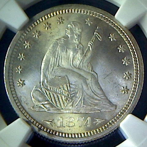 1874-S Seated Quarter- Arrows at Date  NGC MS65- Fantastic Type Coin! Cover