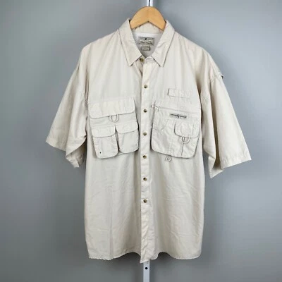 Hook & Tackle Outfitters Cream Vented Short Sleeve Fishing Shirt Mens Medium - Image 1 of 4