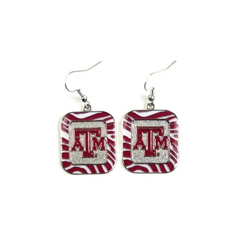 Texas A&M Aggies NCAA Zebra Style Dangle Earrings Cover