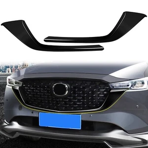 Glossy Black Front Grille Side Molding Cover Trim For Mazda CX-5 CX5 2022-2023 - Picture 1 of 6