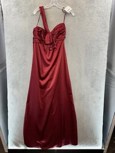 Amsale Cranberry Satin Abendkleid Kleid Größe 10 Schulterfrei Urlaub Neu mit Etikett - Bild 1 von 10