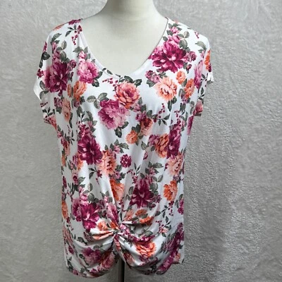 Top Bobbie Brooks Nudo Floral Frontal Detalle Encaje Manga Corta Blanco L Foto 1 de 4