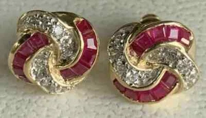 2 CT Baguette Lab-Created Pink Ruby Elegant Stud Earrings 14k Yellow Gold Plated - Picture 1 of 4