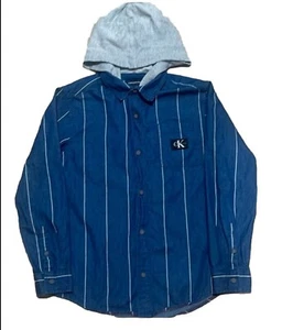 Boys Hooded Long Sleeve Button-Down Shirt M10/12 - Picture 1 of 4