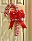 Candy Cane Christmas Wreath Holiday Homemade Door Hanger 