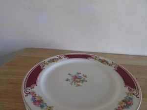 Menge 4 Vintage Homer Laughlin China Majestic 9-1/8 Mittagessen Teller Floral Brgndy - Bild 1 von 4
