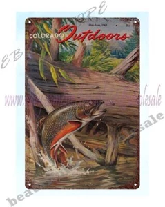963 Colorado wildlife fishing hunting Brook Trout metal tin sign - Picture 1 of 4