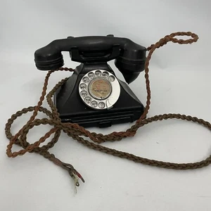 Vintage GPO 1/232L Bakelite Telephone Streatham Rotary Dial Braided Cord - Picture 1 of 5
