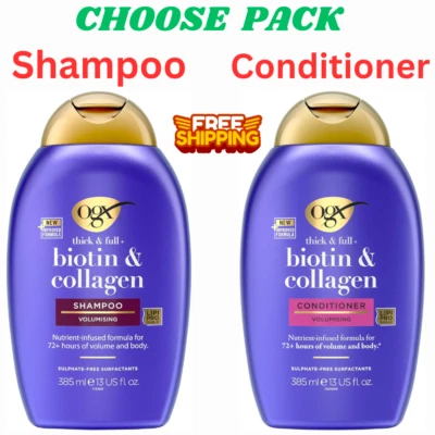 Biotin & Collagen Hair Thickening Sulfate Free Shampoo Conditioner OGX 385ml UK