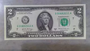 June 8th 2011 6/8/2011) BIRTHDAY NOTE $2.00 BILL, WAY COOL! / 2017A G/7 UNC - Picture 1 of 1