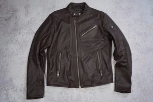 DIESEL R-RAMYTON MENS JACKET BIKER SHEEP LEATHER SHEEPSKIN BROWN XXL - Picture 1 of 13