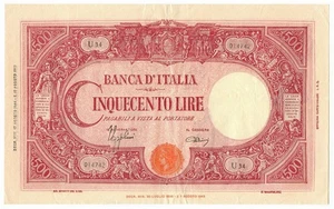 500 LIRE BARBETTI GRANDE C TESTINA RETRO BI RSI 17/08/1944 BB/SPL - Imagen 1 de 6