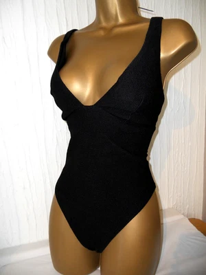 BLACK H&M CRINKLE SWIMSUIT SIZE 16 SWIMWEAR Foto 1 de 2
