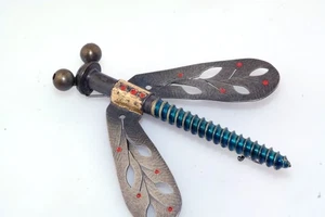 Artisan 3" Screw Dragonfly Mixed Metals Brass Copper Pin Brooch Great Detail - Picture 1 of 6