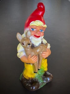 Vintage Zeho Gartenwichtel mit Rehkitz 12,5" Germany 1976 - makelloser Zustand - Bild 1 von 24