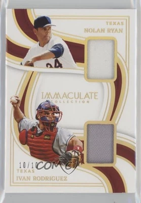 2023 Immaculate Dual Legends Materials Holo Gold/10 Nolan Ryan Ivan Rodriguez Foto 1 de 2