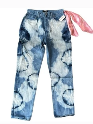 Pantalones de mezclilla Juicy Couture Tie Dye tiro alto azul botón mosca para mujer talla 29 nuevos con etiquetas Foto 1 de 4
