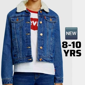 🆕️ NWOT LEVI’S Sherpa Trucker Denim Blue Jacket Girls | SMALL 8-10 YRS - Picture 1 of 20