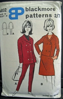 Vintage 1960s TROUSERS & SKIRT SUIT Sewing Pattern 34"  Blackmore #4032 - Image 1 of 2