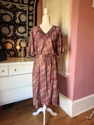 Винтажный 80-х Sears моды место платье цветочный многоцветный повседневный карьера размер 16 XL - Изображение 1 из 4