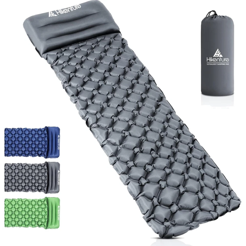 Camping Isomatte ultraleicht aufblasbar Schlafmatte Reise Strand Grün Grau - Bild 1 von 2
