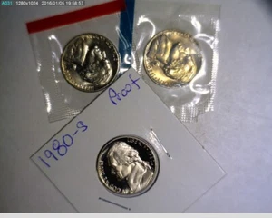 1980 PDS Jefferson Nickels Unc in mint cello and Proof - Picture 1 of 2
