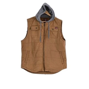 Wrangler Work Hooded Vest Men 2XL 50/52 Brown Zip Pockets - Picture 1 of 5