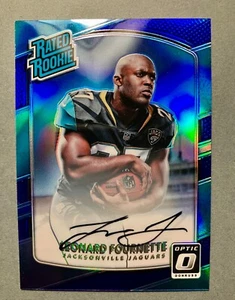 2017 Leonard Fournette Donruss Optic Blue Rated Rookie on card Auto 03/75 - Picture 1 of 3