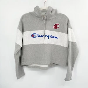 Champion Reverse Weave Cropped Hoodie Size S WA State Cougar Colorblock Cotton - Picture 1 of 10