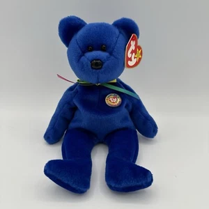 Clubby Blue TY Beanie Buddies 8” Official Club Bear 1998 Tag Retired Royal Blue - Picture 1 of 8