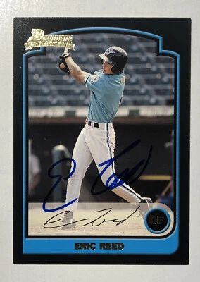 Tarjeta de novato Bowman Topps 2003 autógrafo firmado por Eric Reed Florida Marlins RC Foto 1 de 2