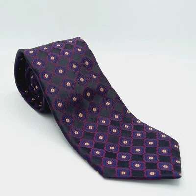 Corbata vintage BARNEYS NEW YORK hecha a mano púrpura azul tostado hecha en seda ITALIA  Foto 1 de 4