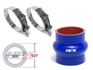 HPS 3.25" 83mm 4-Ply Silicone HUMP Intercooler Coupler Hose BLUE + T-Bolt Clamps - Imagen 1 de 1
