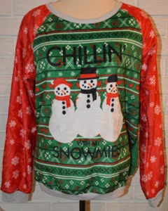 Women's Cold Crush Chillin Snowmies L/S Plush Lounge Sleep Top XS, S, M, L - Picture 1 of 2