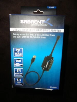 Sabrent USB 2.0 to SATA/IDE 2.5/3.5/-INCH Hard Drive Adapter EC-AHDD Converter - Image 1 of 3