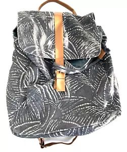 Lu & Elle Paradise Palm Canvas Backpack Adjustable Drawstring Travel Bag Vegan - Picture 1 of 6