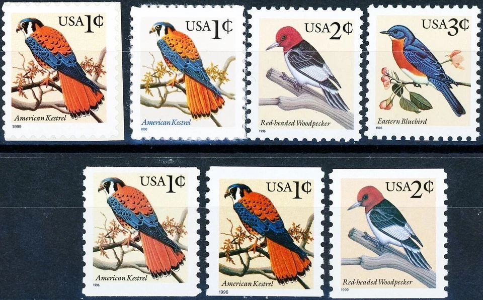 US, #3031 3031A 3032 3033 3044 3044A 3045 Birds set, 7v, MNH - Image 1 of 1