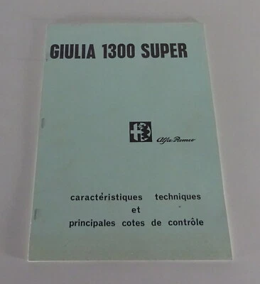 Manual de Taller Prüfwerte Alfa Romeo Giulia 1300 Super 5/1971- Reproducción - Imagen 1 de 4